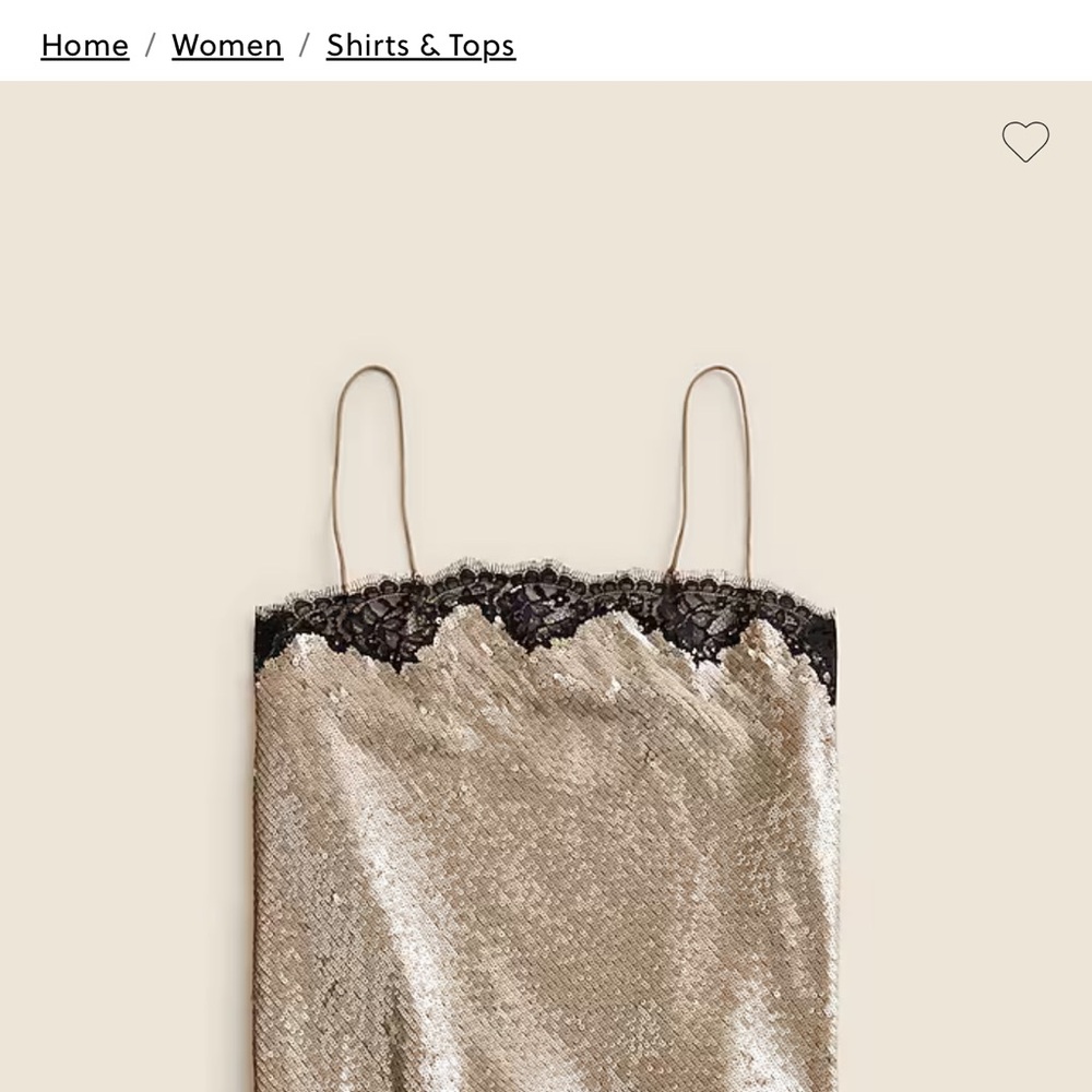 J. Crew new with tags Sequin Cami Top with Lace Trim